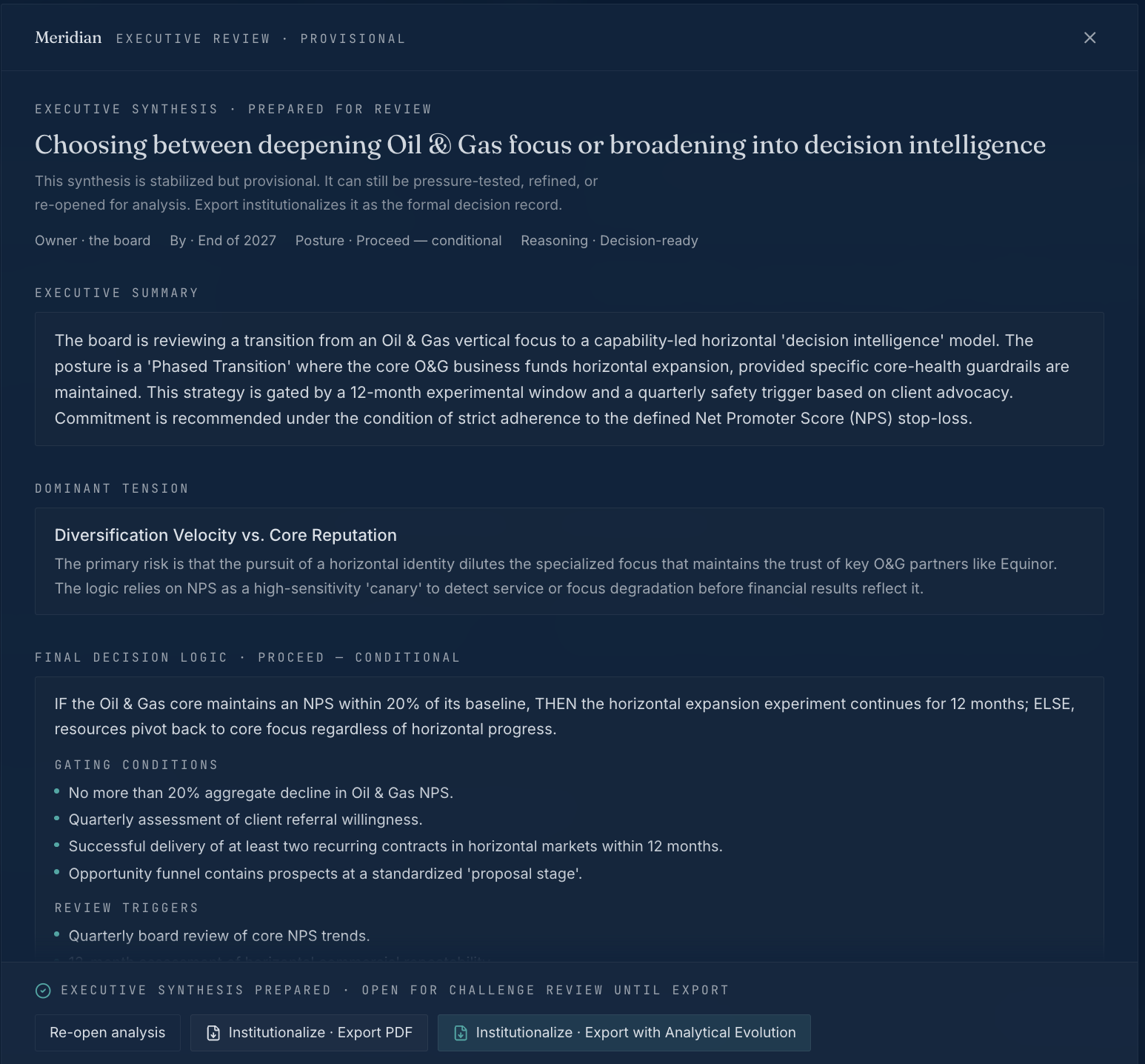 Meridian executive synthesis report